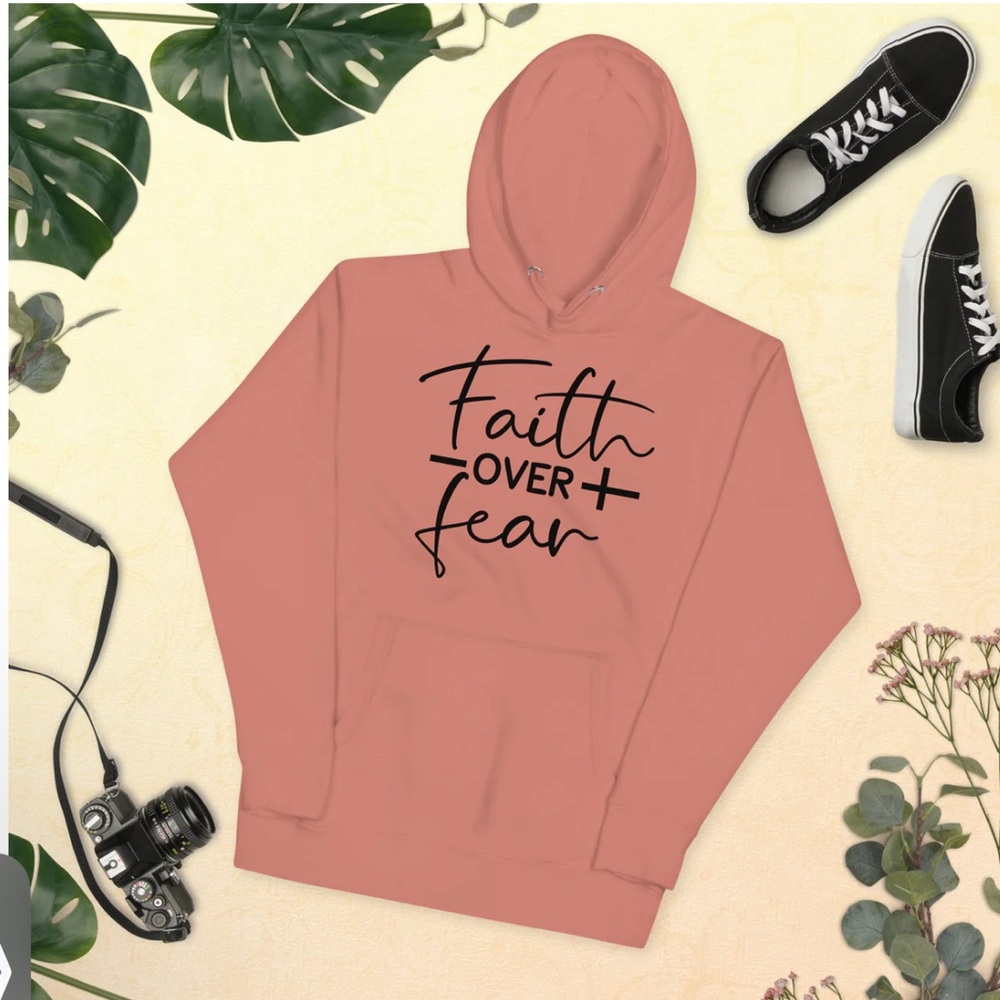 “Faith Over Fear" Coral Hoodie-CUSTOM Designed Unisex